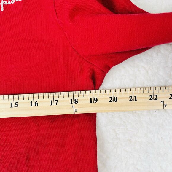 Champion Women's Tee Cotton Boyfriend Long-Sleeve Top Red Medium Back Logo - Picture 7 of 8